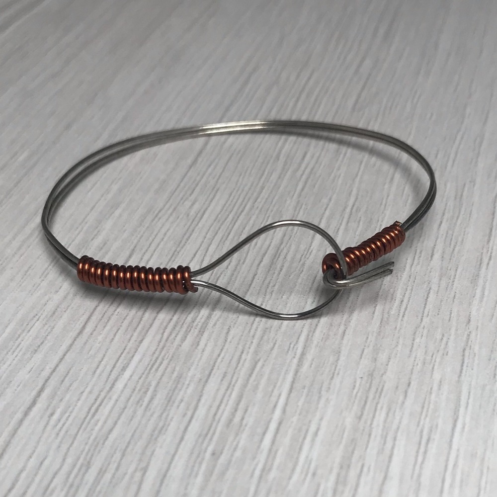 Silver plated & Bronze O Connector Bracelet Cuff